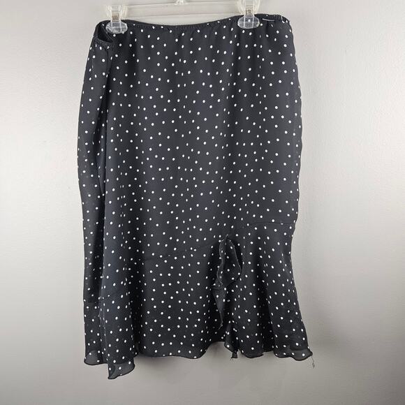 Vintage 90s Vintage Polka Dot Ruffle Midi Skirt Minimalist Grunge Coquette 2X - Picture 1 of 6